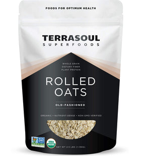 Terrasoul Organic Rolled Oats bag in resealable pouch for gluten-free breakfasts