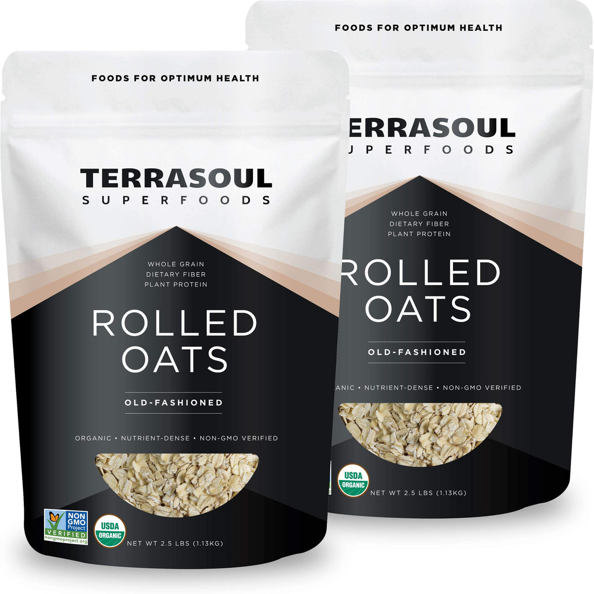 Terrasoul Organic Rolled Oats bag showcasing gluten-free whole-grain breakfast staple.