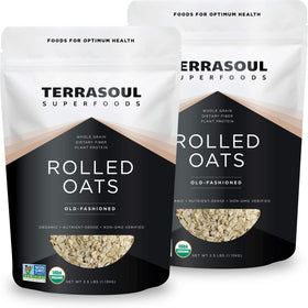 Terrasoul Organic Rolled Oats bag showcasing gluten-free whole-grain breakfast staple.
