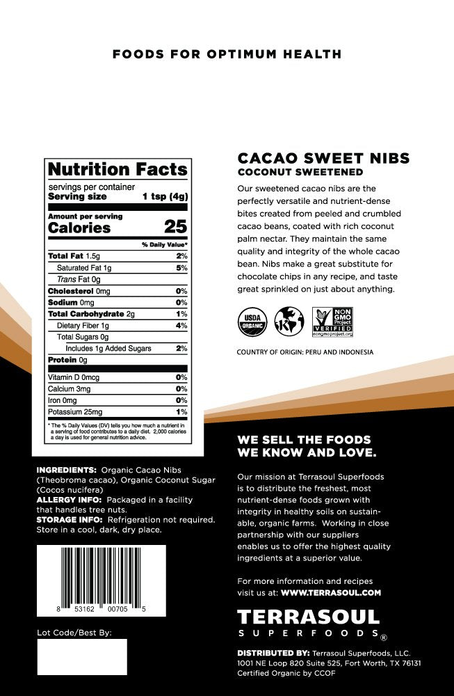 Terrasoul cacao nibs bowl close-up highlighting crunchy texture for toppings
