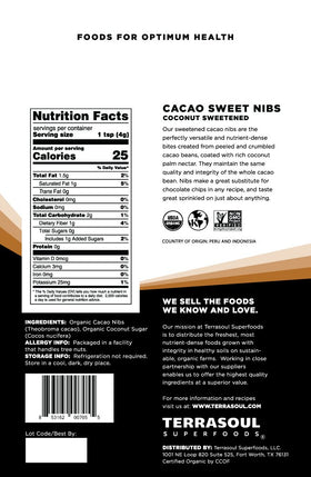 Terrasoul cacao nibs bowl close-up highlighting crunchy texture for toppings