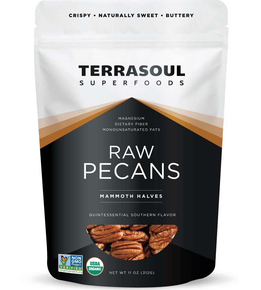 Terrasoul Pecans raw halves in pouch for easy snacking and baking