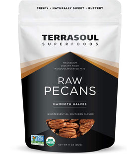 Terrasoul Pecans raw halves in pouch for easy snacking and baking