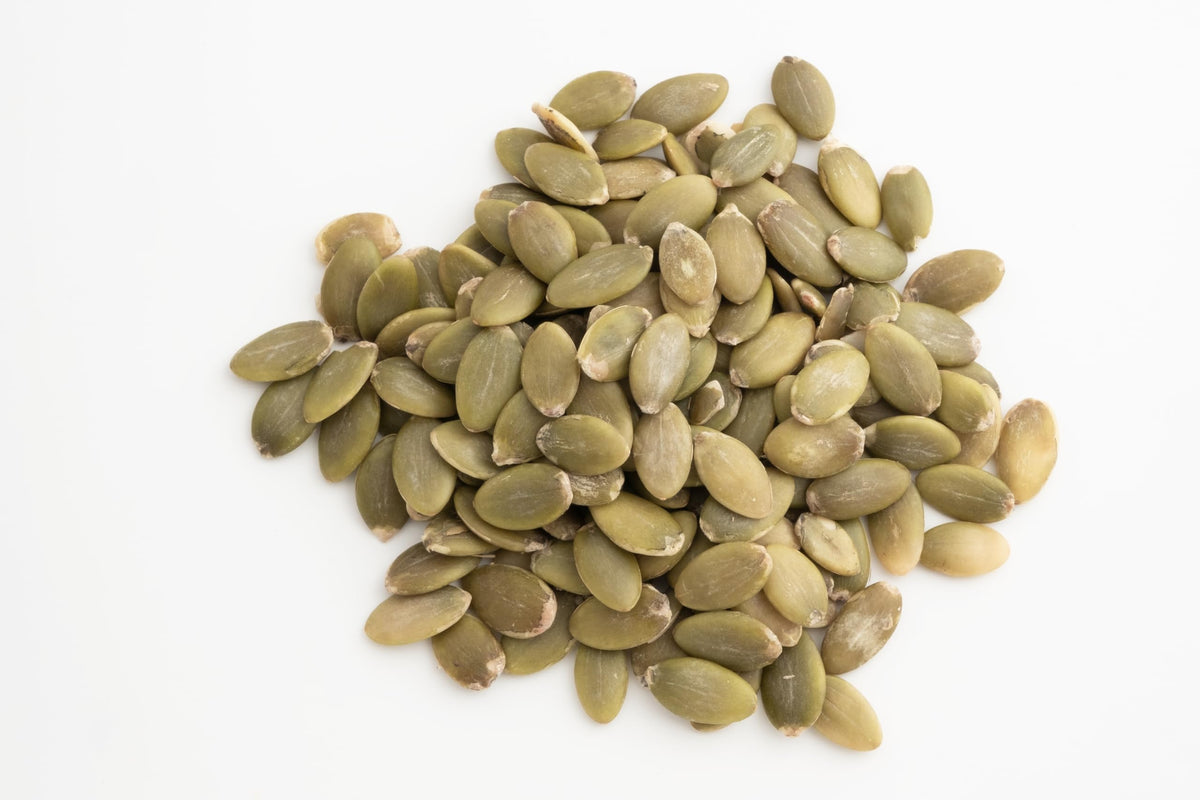 Terrasoul pumpkin seeds in an open bag, convenient resealable packaging for freshness.