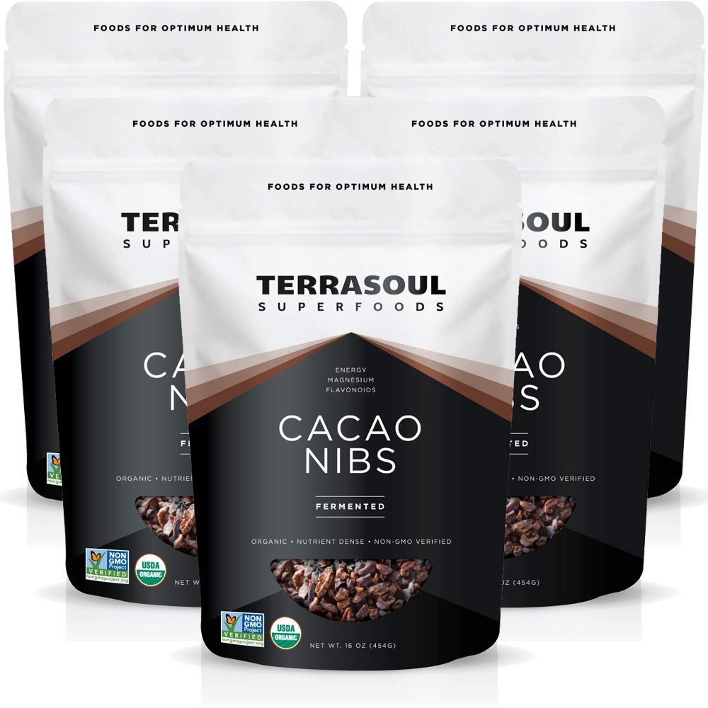 Terrasoul cacao nibs 5lb case showcases premium cacao for baking and snacking.