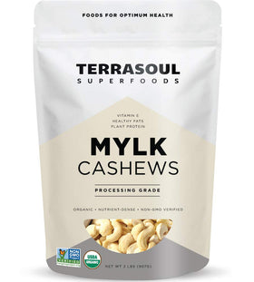 Terrasoul Superfoods raw organic cashews mylk-grade 2lb bag for snacking or dairy-free milks