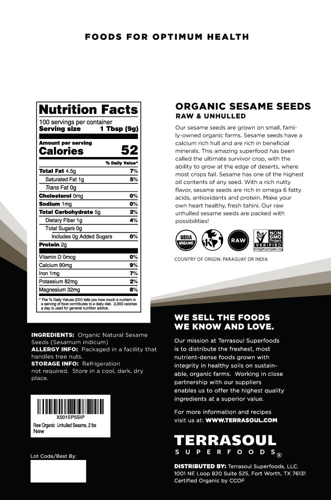 Terrasoul sesame seeds 3-pack display, ideal pantry staple for snacks and sesame-rich recipes.