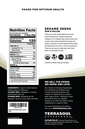 Terrasoul sesame seeds bag overhead view for fresh gluten-free staples