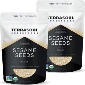 Terrasoul sesame seeds raw hulled bulk in a 4-pound two-pack.