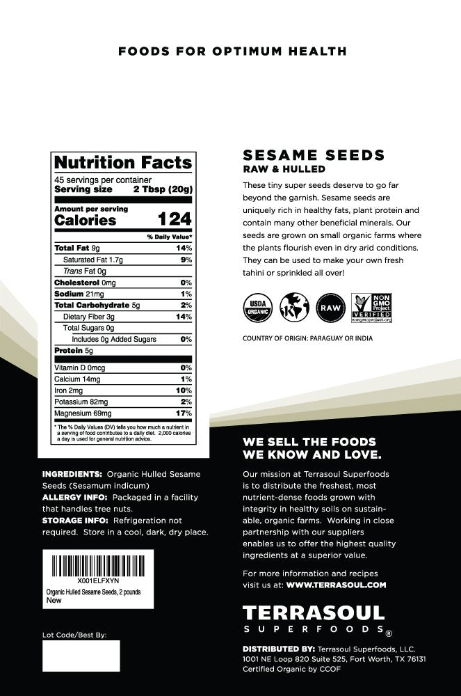 Terrasoul sesame seeds on a spoon showing nutty aroma for recipes.