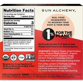 Terrasoul Sun Alchemy Mushroom Powder Bag emphasizes dual-extracted blend for focus support