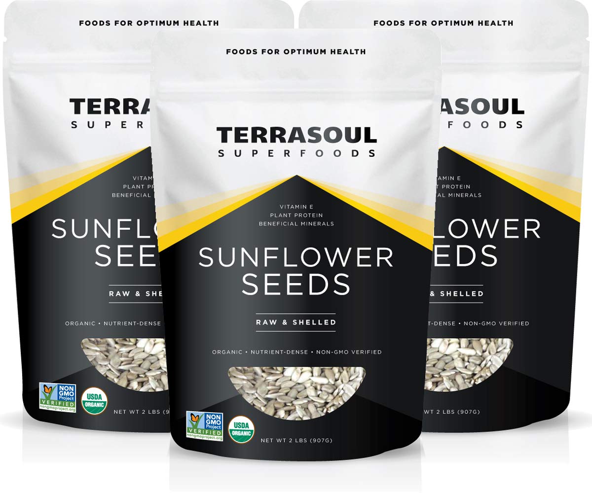 Terrasoul Sunflower Seeds hulled and raw in a 6lb pack, ideal for snacking.