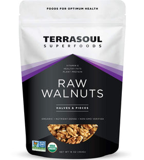 Terrasoul Chandler walnuts 16oz pack showing light color halves, ideal for fresh snacking