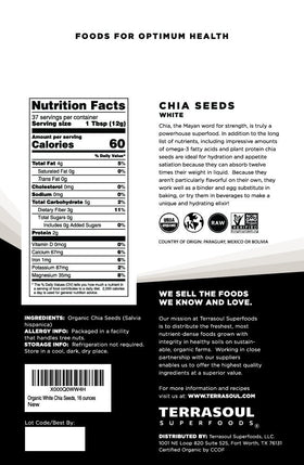 Terrasoul White Chia Seeds bulk bags shown for easy scooping and pantry storage.