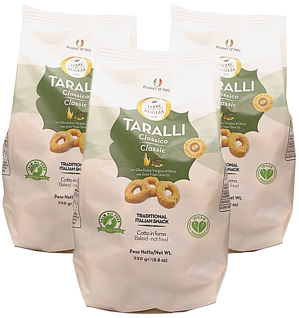 Terre Di Puglia Taralli Classic 8.8 oz pack, crisp Italian snack for sharing