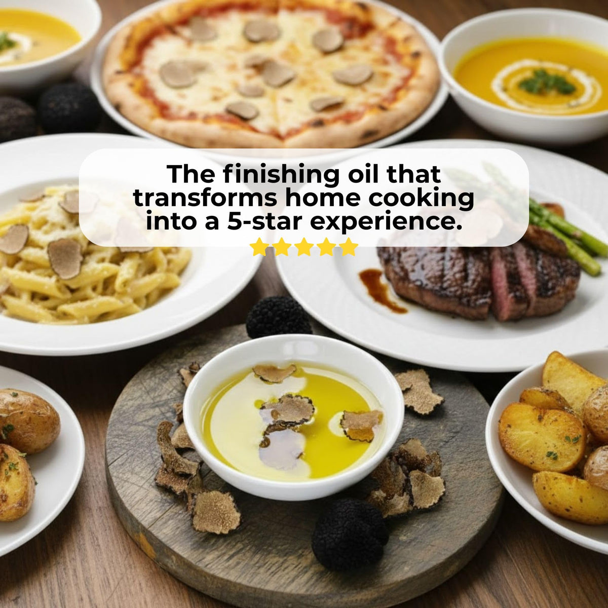 Terre di Tartufo Black Truffle Oil on pasta, elevates flavor with earthy aroma