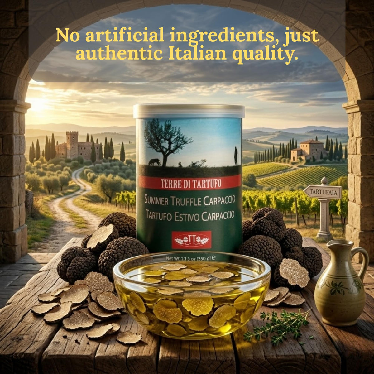 Terre di Tartufo pizza finish with truffle slices for restaurant-style meals.