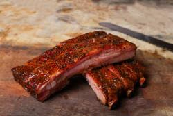 Kitchen use of Terry Black's Dry Rub for flavorful pan-seared pork