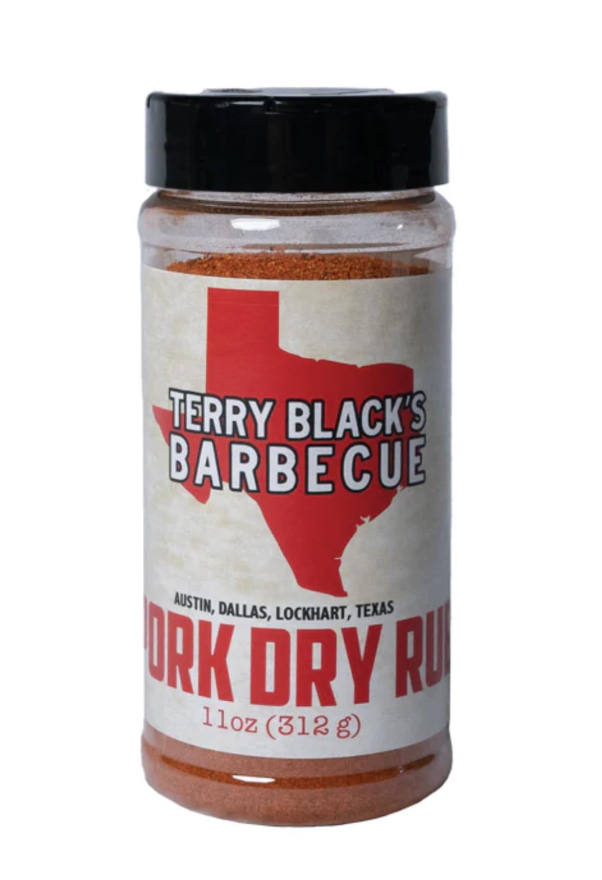 Terry Black's Pork Dry Rub jar label ready for ribs and pork roast