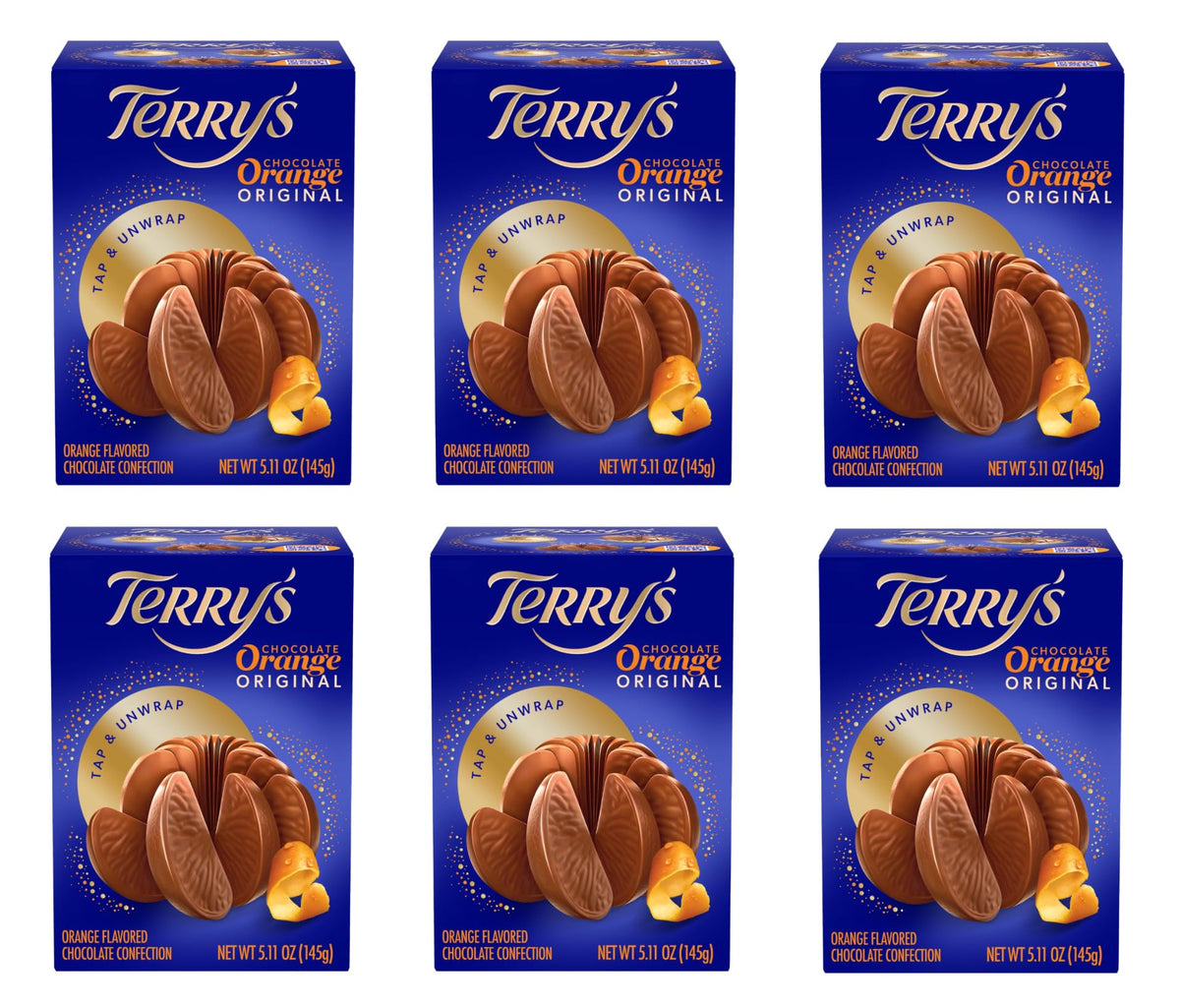 Terry's Milk Chocolate Oranges packaging varies, ideal for festive gifting.