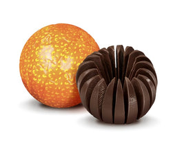 Terry's orange oil essence closeup emphasizes vibrant citrus aroma in the dark chocolate