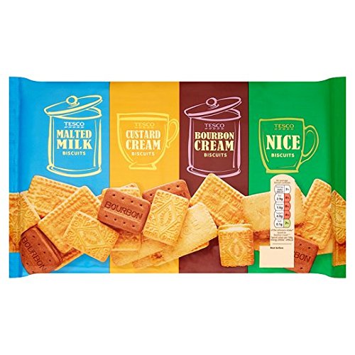 Tesco Biscuit Barrel Selection front view, ideal for tea time sharing.