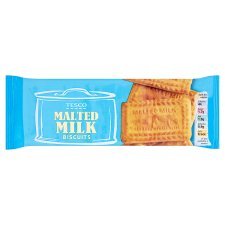 Tesco Malted Milk Biscuits for tea-time dunk, perfect for sharing.