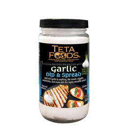TETA FOODS Toum garlic dip close-up with garlic cloves for rich flavor