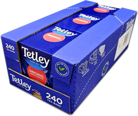 Tetley 3pk 240ct box, convenient bulk for households.