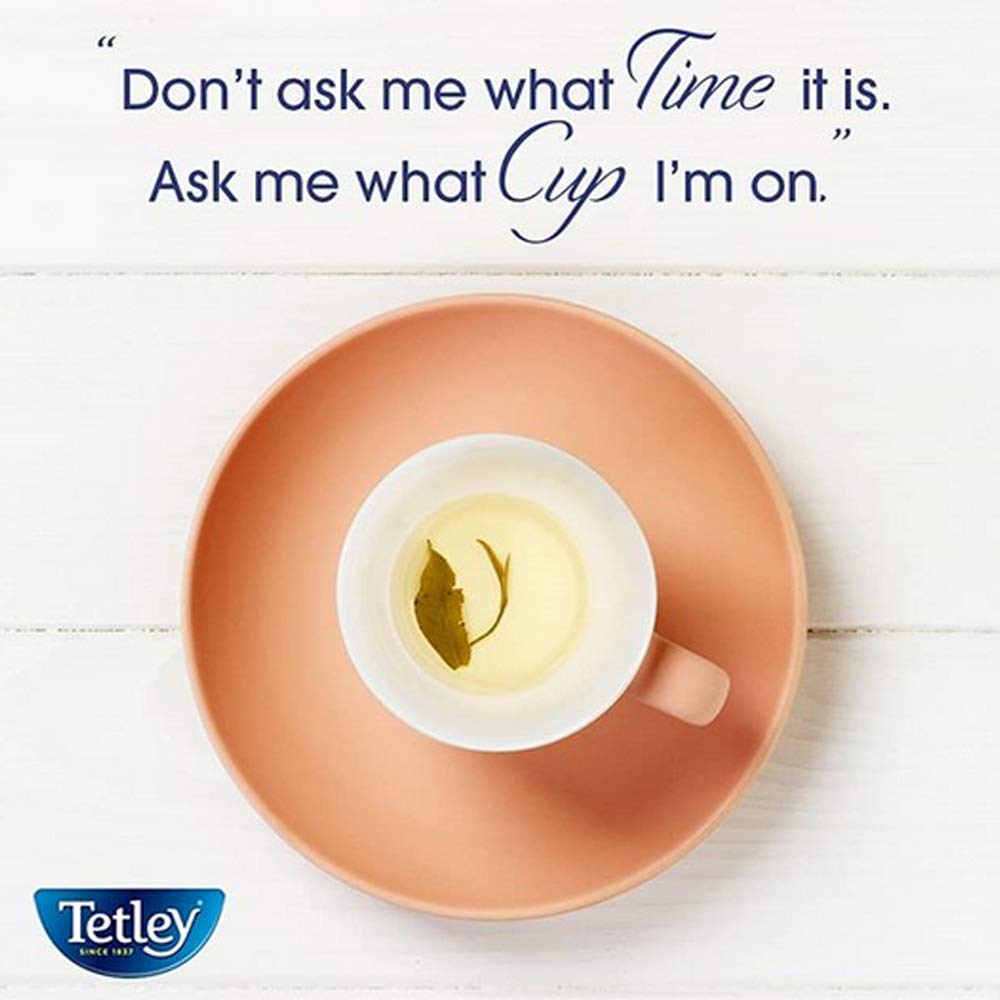 Tetley 40 tea bags in a six-pack box for easy preparation.