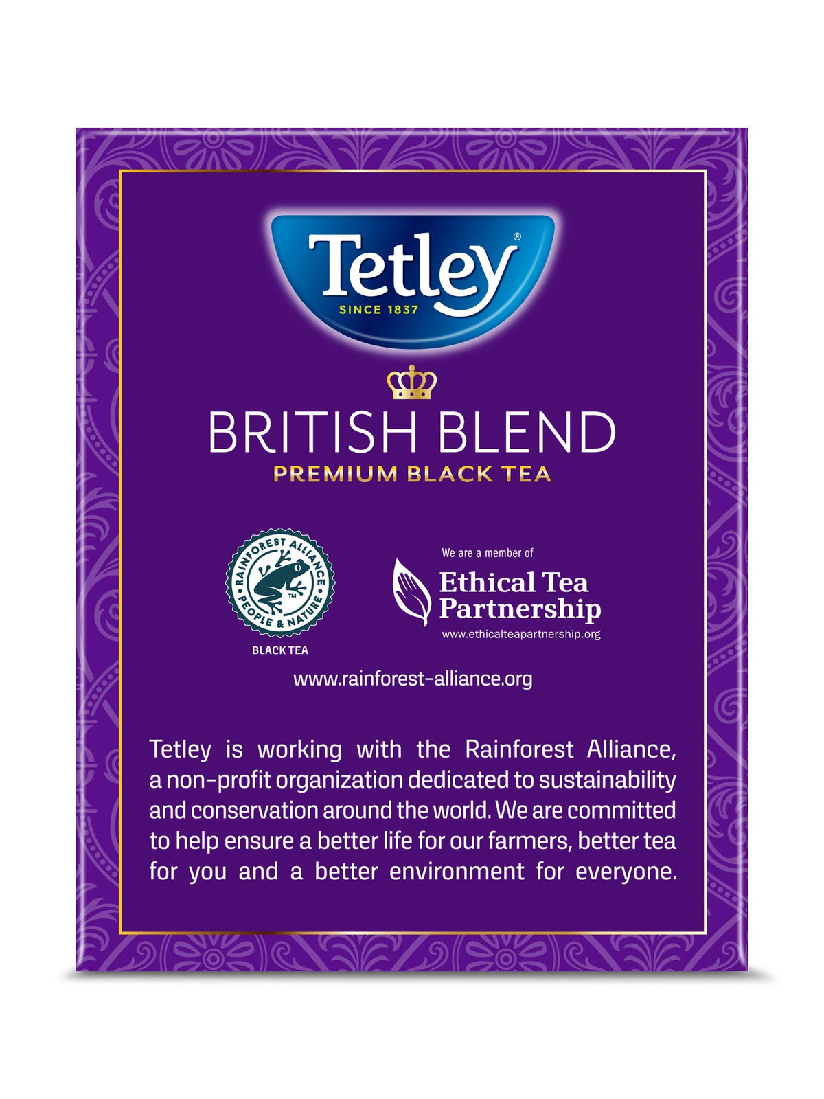 Tetley British Blend with an Assam-forward profile for a bold cup