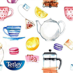 Tetley brewed green tea in glass shows rich color and aroma.