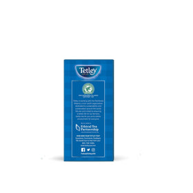 Close up of Tetley decaf tea bags highlighting quality leaves for a smooth brew.