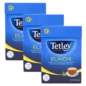Tetley Elaichi tea bags in a pack of three with a classic premium blend.