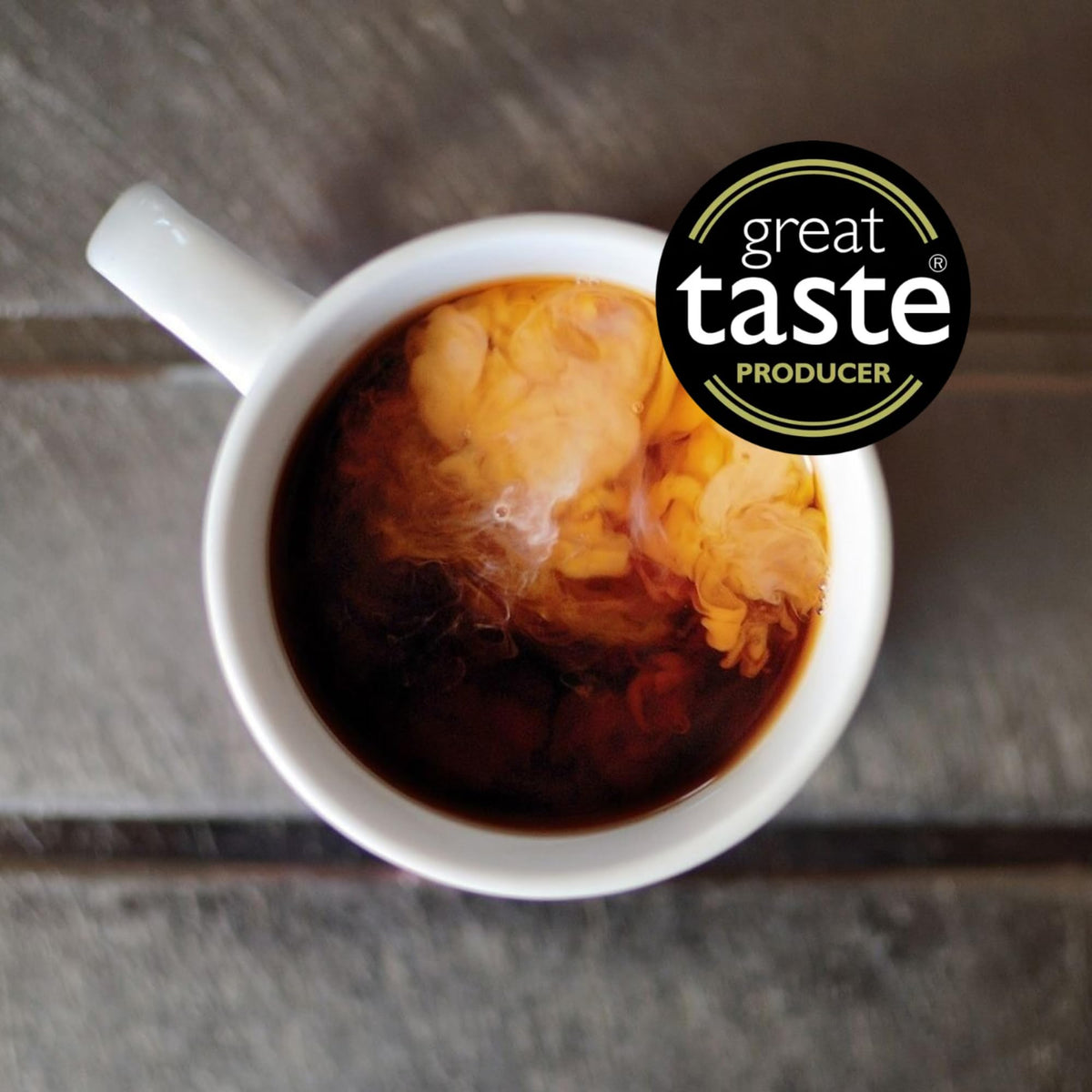 Tea bag tag highlights Tetley branding and strong brew readiness.