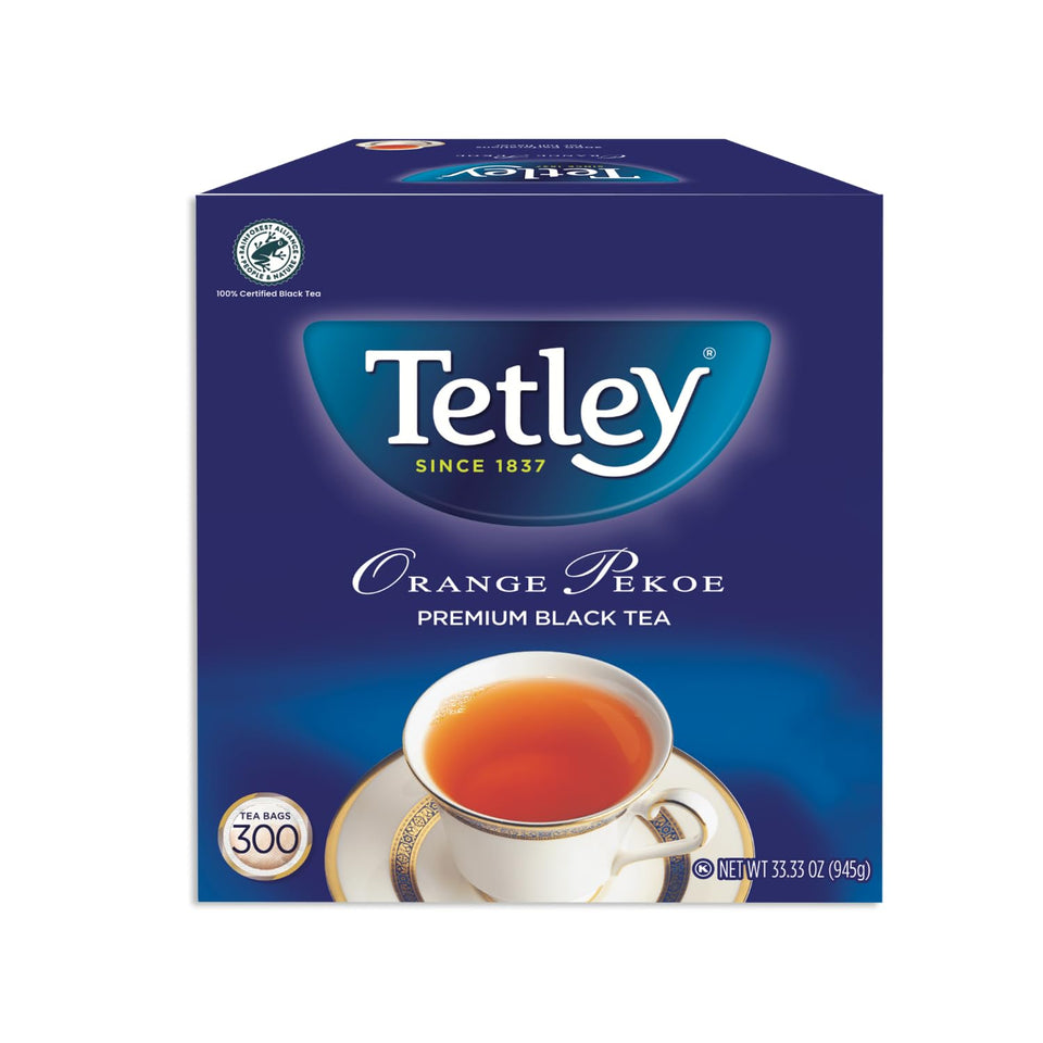 Tetley Orange Pekoe tea bags offer a fragrant, citrus-forward cup for busy service settings.