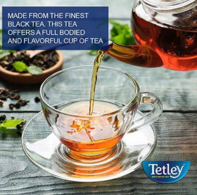 Tetley packaging front highlights 80 teabags and a pack of four.