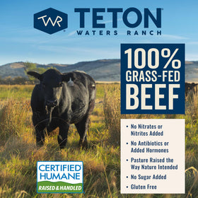 Teton Waters Ranch frozen burger patties, grill ready.