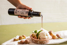 TEXAS HILL COUNTRY OLIVE CO. Fig Infused Balsamic Vinegar pairs with ice cream