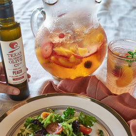 Texas Hill Country Olive Co. Peach Balsamic salad dressing idea.