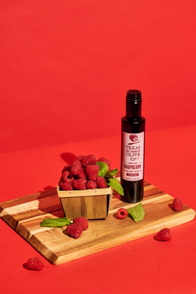 Dessert topping with Raspberry Balsamic from Texas Hill Country Olive Co