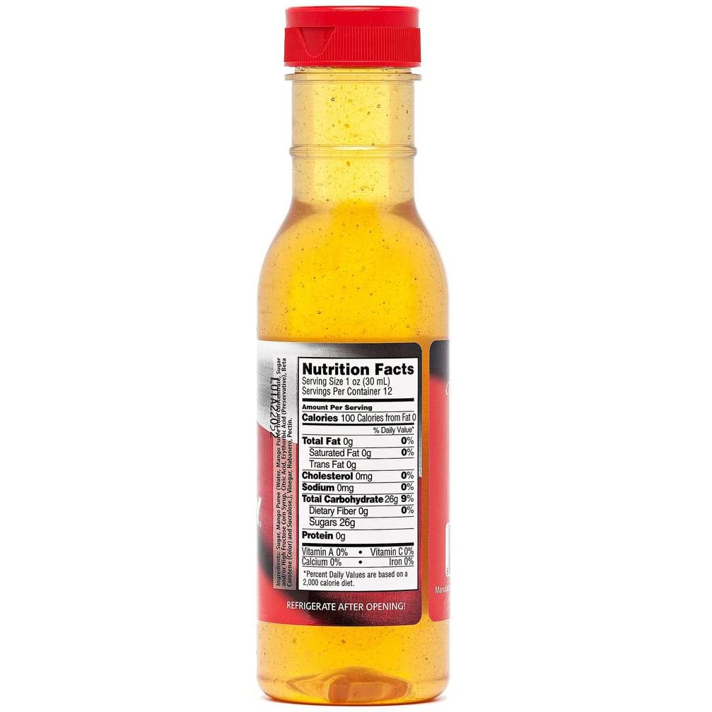 Pourable Mango Habanero Rib Candy glaze for ribs and vegetables, offering a glossy finish.
