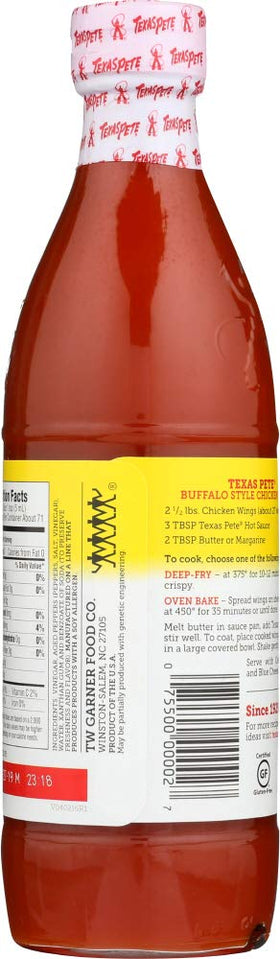 Texas Pete Original Hot Sauce pour bottle — easy, mess-free seasoning.