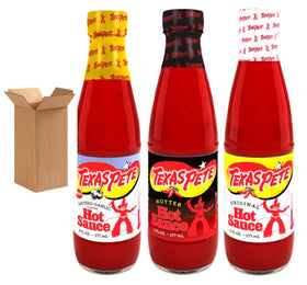 Texas Pete hot sauce sampler hot bottle ready to spice meals.