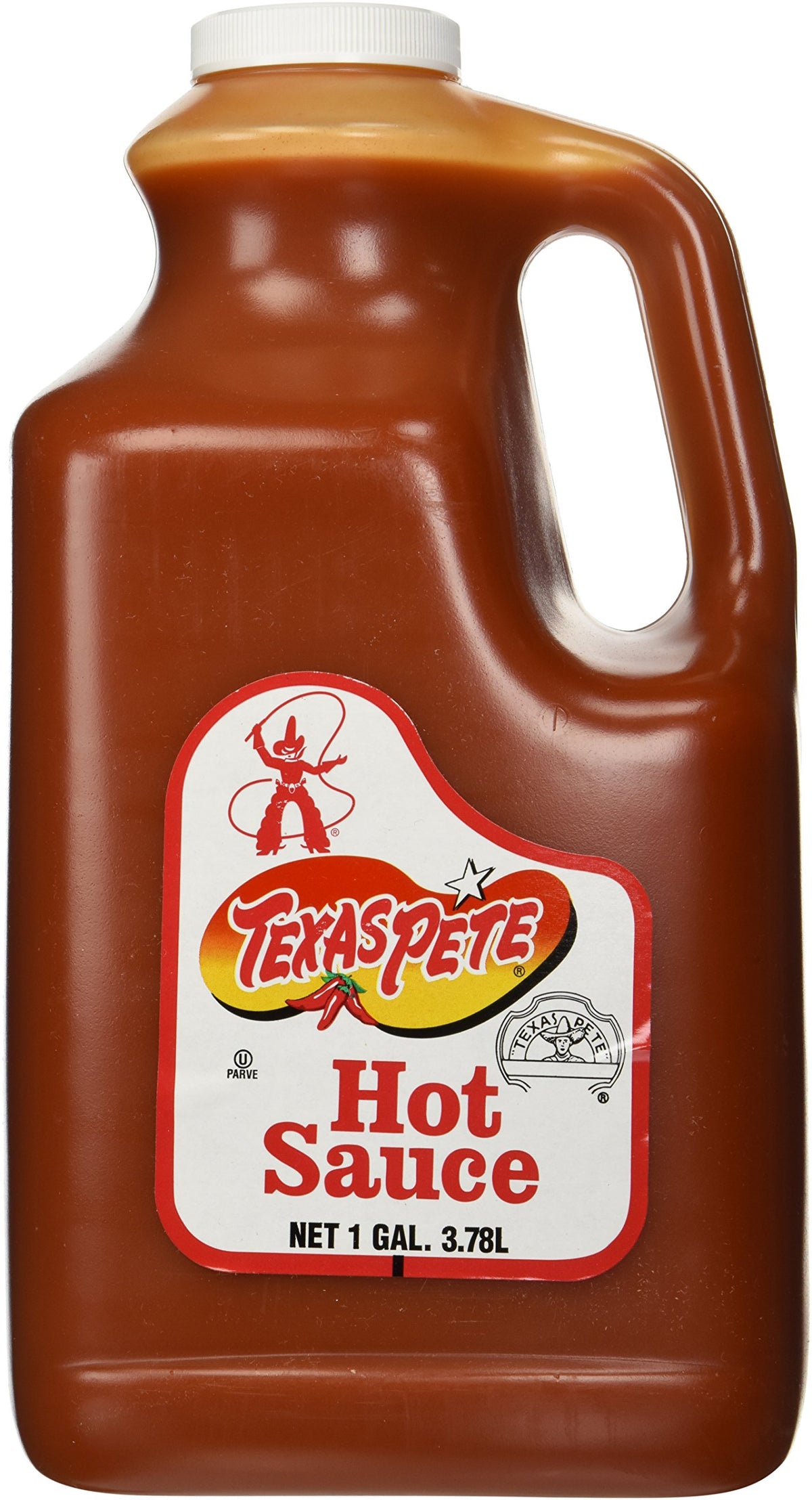Texas Pete Original Hot Sauce bottle in a 1-gallon jug, ideal for bold cooking.