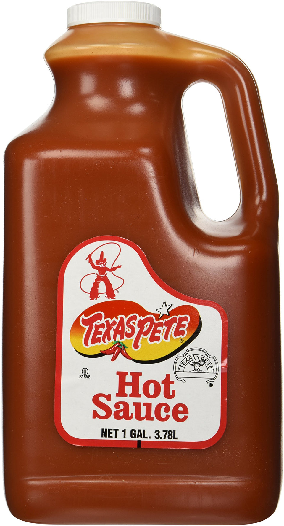 Texas Pete Original Hot Sauce bottle in a 1-gallon jug, ideal for bold cooking.