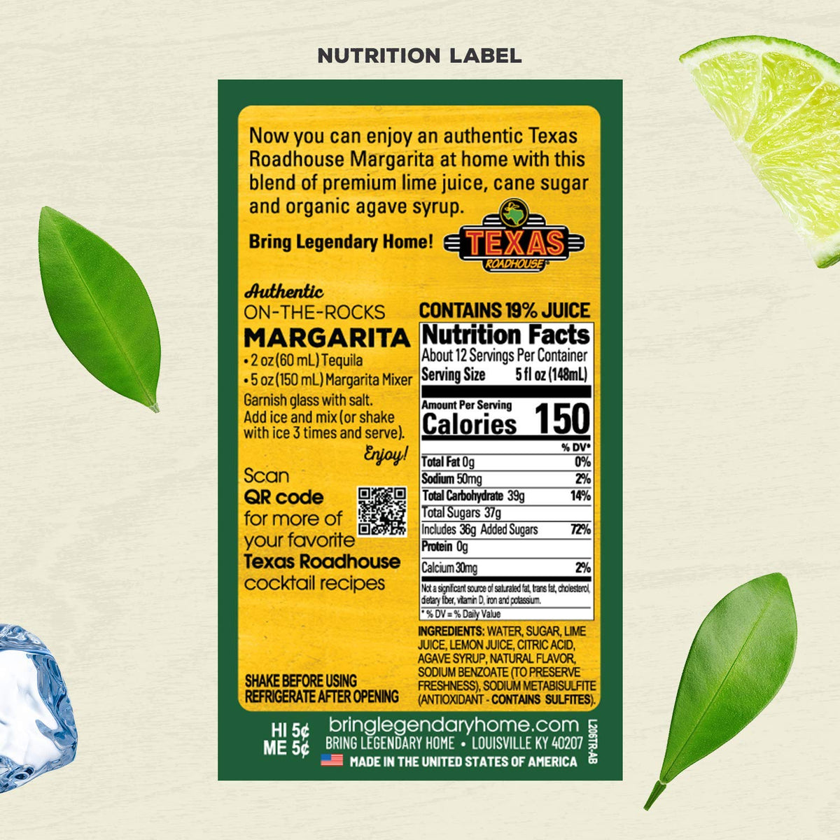 Texas Roadhouse margarita mix blue agave origin highlights quality.
