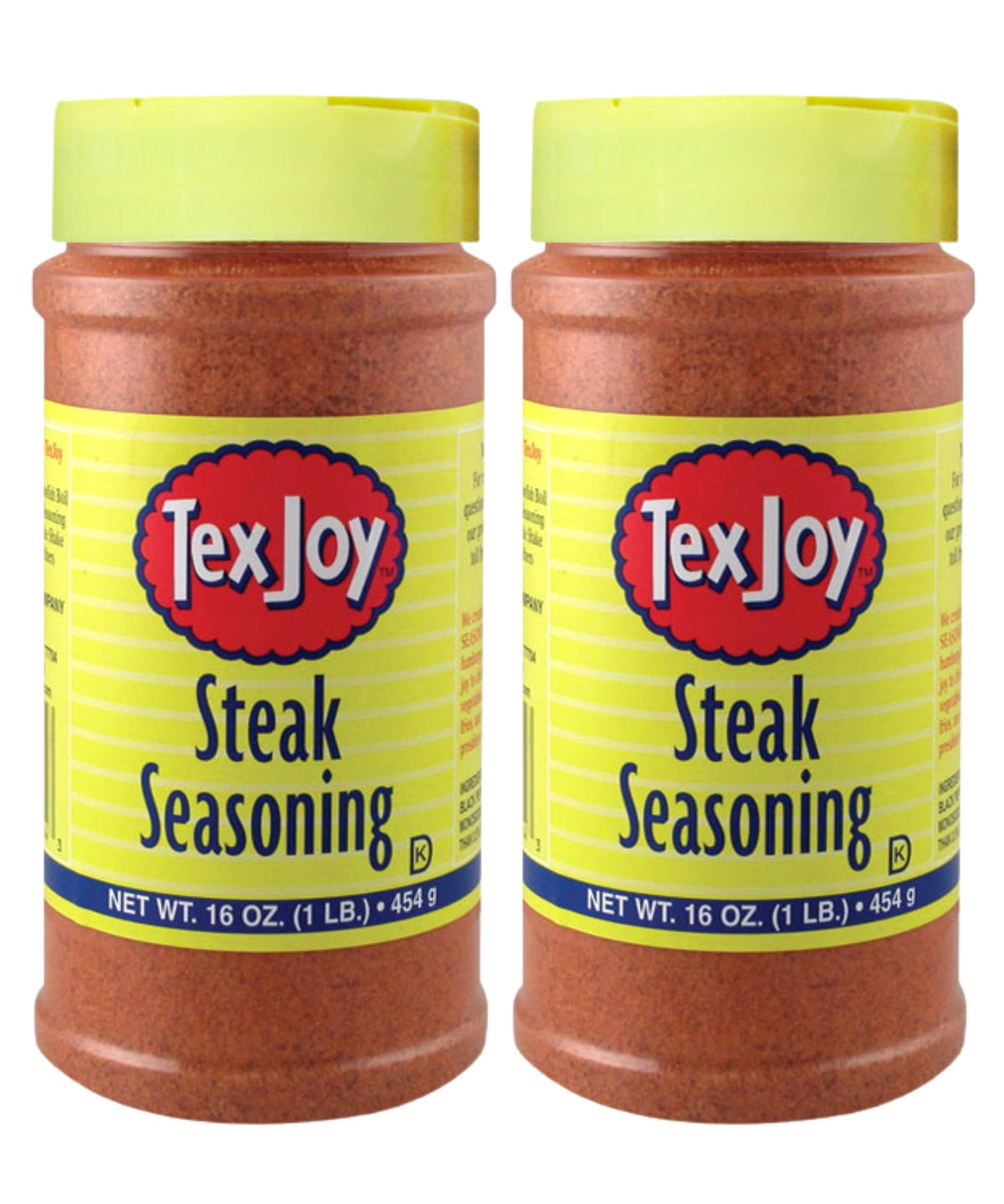 TexJoy 2-pack steak seasoning front view, ready-to-use flavor for beef and more