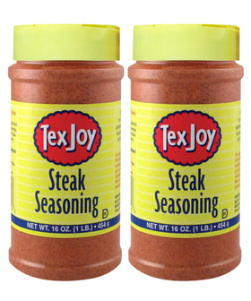 TexJoy 2-pack steak seasoning front view, ready-to-use flavor for beef and more