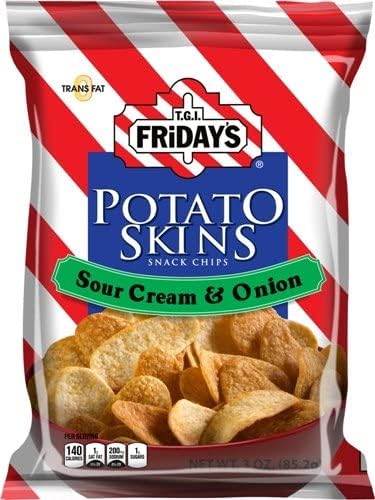 Close-up of TGI Friday's Sour Cream and Onion chips showing crisp texture